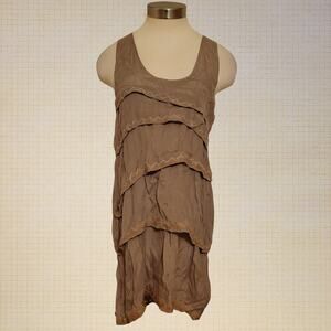 Boho Tiered Layered Embroidered Rayon Shirt Dress Lucca Couture Large Sleeveless